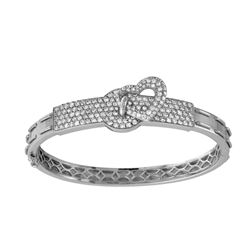 14KT White Gold Diamond Heart Bangle -# 6467