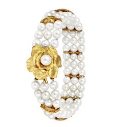 14KT Yellow Gold Antique Pearl Bracelet -# 1855