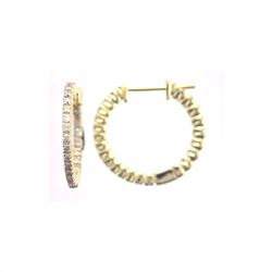 14KT Yellow Gold Ladies Diamond Hoop Earrings -# 8760