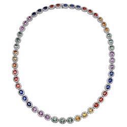14KT White Gold Gemstone Necklace -# 6418-1