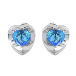 14KT White Gold Topaz Double Heart Earrings -# 943
