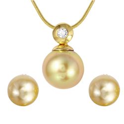 14KT Gold Pearl & Diamond Jewelry Suite -# 1861