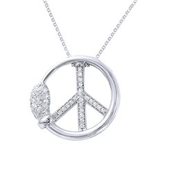 14KT White Gold Ladies Slider with Chain  -# 6755-1