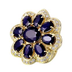 14KT Yellow Gold Sapphire and Diamond Ring -# 193