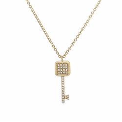 14KT Yellow Gold Diamond Pendant With Chain -# 7985