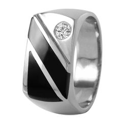 14KT White Gold Diamond and Onyx Ring -# 6672
