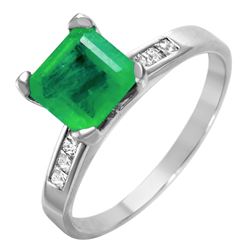 14KT White Gold Emerald & Diamond Ring -# 1262