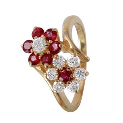14KT Yellow Gold Diamond and Ruby Ring  -# 1153