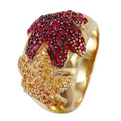 14KT Yellow Gold Ruby and Sapphire Ring -# 1258