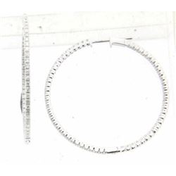 14KT White Gold Ladies Diamond Hoop Earrings -# 10084
