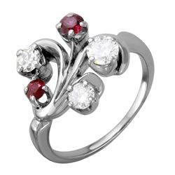 14KT White Gold Ruby & Diamond Ring -# 1880