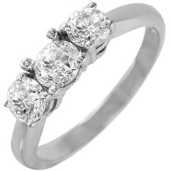 14KT White Gold Diamond Three-Stone Ring -# 281