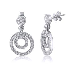 14KT White Gold Diamond Dangle Earrings  -# 6540-1