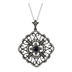 14KT White Gold Gemstone Pendant With Chain -# 6244