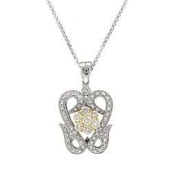 18KT Two Tone Gold  Ladies Diamond Pendant -# 9834