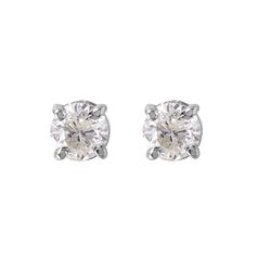 14KT White Gold Diamond Stud Earrings -# 1369