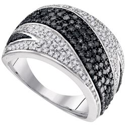 0.50CTW White and Black Diamond Anniversary 10KT Ring White Gold