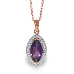 1.80 ctw Amethyst & Diamond Necklace Jewelry 14KT Rose Gold