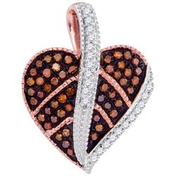 0.20CTW White and Champagne Diamond Heart 10KT Pendant Rose Gold