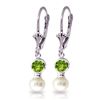 Image 1 : 5.2 ctw Peridot & Pearl Earrings Jewelry 14KT White Gold