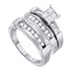 Image 1 : 0.60CT Diamond Trio Set 10KT Ring White Gold