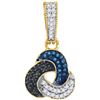 Image 1 : 0.33CTW White and Blue Diamond Micro-Pave 10KT Pendant Yellow Gold
