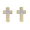 Image 1 : 0.10CT Diamond Cross 10KT Earrings Yellow Gold