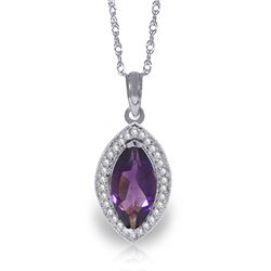 1.80 ctw Amethyst & Diamond Necklace Jewelry 14KT White Gold