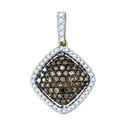0.50CTW White and Champagne Diamond Anniversary 10KT Pendant Yellow Gold