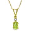 Image 1 : 0.46 ctw Peridot & Diamond Necklace Jewelry 14KT Yellow Gold