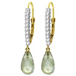 4.8 ctw Green Amethyst & Diamond Earrings Jewelry 14KT Yellow Gold
