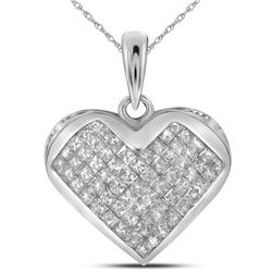 1CT Diamond Heart 14KT Pendant White Gold