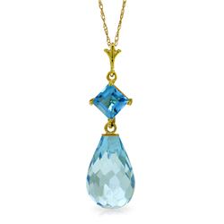 5.5 ctw Blue Topaz Necklace Jewelry 14KT Yellow Gold