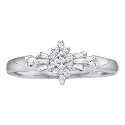 0.10CT Diamond Cluster 10KT Ring White Gold