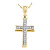 Image 1 : 0.05CT Diamond Cross 10KT Pendant Yellow Gold