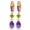 Image 1 : 5.38 ctw Peridot & Amethyst Earrings Jewelry 14KT Rose Gold