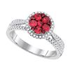 Image 1 : 0.30CT Diamond and 0.50CT Ruby Anniversary 14KT Ring White Gold