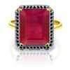 Image 1 : 7.45 ctw Ruby & Black Diamond Ring Jewelry 14KT Yellow Gold
