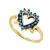 Image 1 : 0.25CTW White and Blue Diamond Heart 10KT Ring Yellow Gold