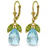 Image 1 : 14.4 ctw Blue Topaz & Peridot Earrings Jewelry 14KT Yellow Gold
