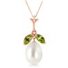 Image 1 : 4.5 ctw Pearl & Peridot Necklace Jewelry 14KT Rose Gold