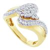 Image 1 : 0.50CT Diamond Cluster 14KT Ring Yellow Gold