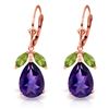 Image 1 : 13 ctw Amethyst & Peridot Earrings Jewelry 14KT Rose Gold