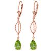 Image 1 : 3 ctw Peridot Earrings Jewelry 14KT Rose Gold