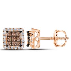 0.75CTW White and Champagne Diamond Anniversary 10KT Earrings White Gold