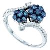 Image 1 : 0.75CTW White and Blue Diamond Flower 10KT Ring White Gold