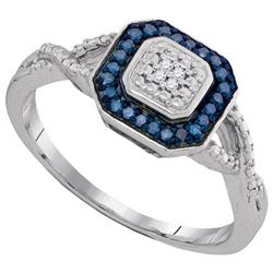 0.10CTW White and Blue Diamond Anniversary 10KT Ring White Gold