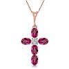 Image 1 : 1.88 ctw Pink Topaz & Diamond Necklace Jewelry 14KT Rose Gold