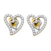 Image 1 : 0.25CT Diamond Heart 10KT Earrings Yellow Gold