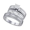 Image 1 : 0.35CT Diamond Trio Set 10KT Ring White Gold